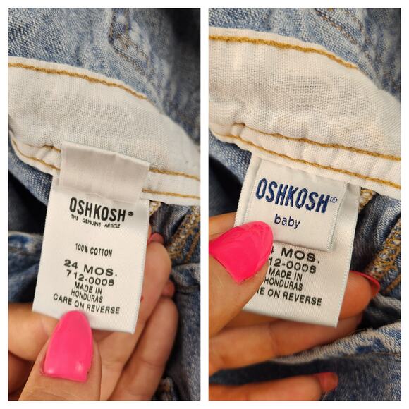 Oshkosh B'Gosh Baby Overalls 24 Months Denim Jeans Hammer Loop Infant Vestbak - Picture 14 of 14